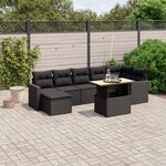 vidaXL Salon de jardin 8 Pièces avec coussins noir résine tressée