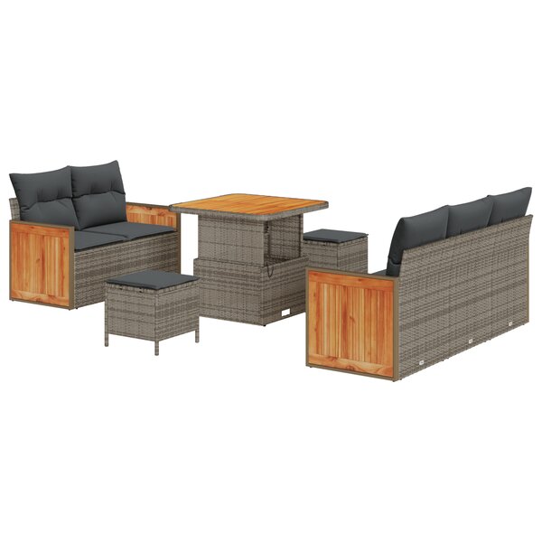 vidaXL Ensemble de canapé de jardin 8 Pièces Gris 80 x 80 x 71 cm