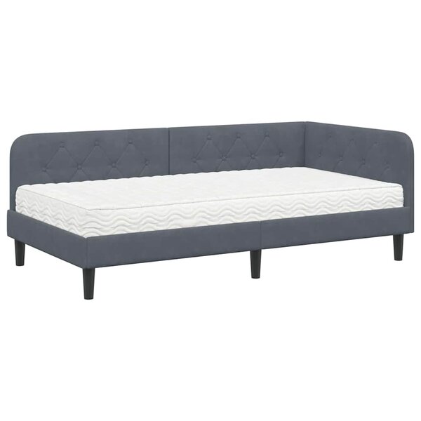 vidaXL Cadre de lit d'angle Gris foncé 100 x 200 cm Velours