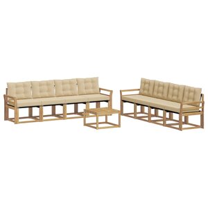 vidaXL Ensemble de canapés d'extérieur 9 pc Blanc et Beige