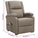 vidaXL Fauteuil de massage Taupe Tissu