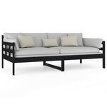 vidaXL Lit de jour sans matelas noir bois de pin massif 90x190 cm