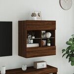 vidaXL Meuble TV mural avec lumières LED chêne marron 58 5x30x60 5 cm