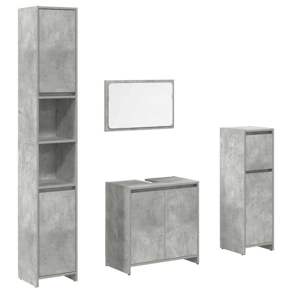 vidaXL Ensemble de meubles de salle de bain 4 Pièces gris béton