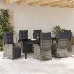 vidaXL Ensemble de salle à manger pour jardin 7 Pièces Gris polyrotin