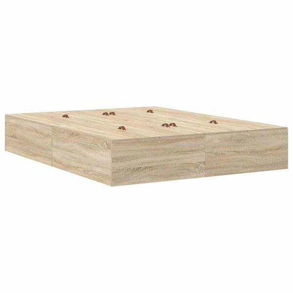 vidaXL Cadre de lit avec rangement avec tiroir Chêne Sonoma 150 cm