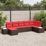 vidaXL Ensemble de canapé de jardin 7 Pièces Marron polyrotin