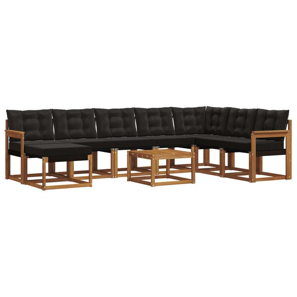 vidaXL Ensemble de canapés d'extérieur 9 pc Naturel et noir