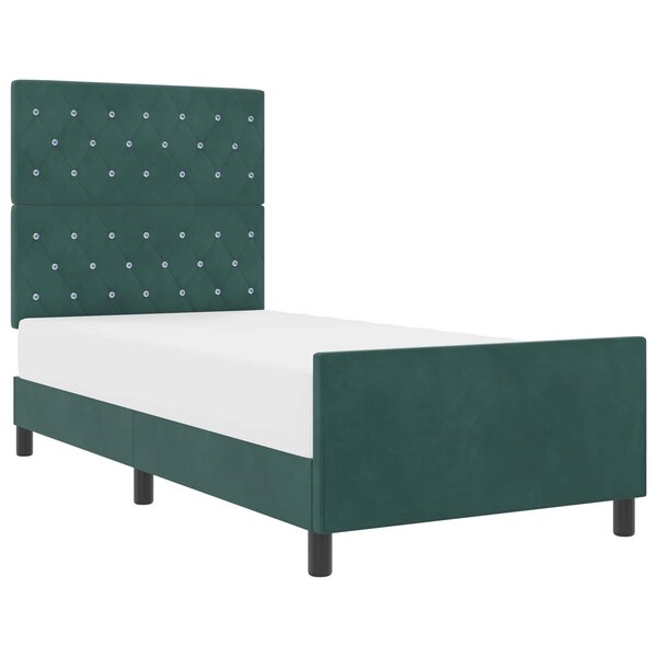 vidaXL Lit à ressorts avec tête de lit Vert foncé 90 x 200 cm Velours
