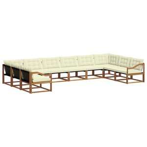 vidaXL Ensemble de canapés d'extérieur 10 pc Naturel et Crème
