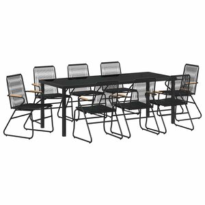 vidaXL Ensemble de salle à manger pour jardin 9 Pièces Noir