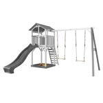 AXI Structure de jeu Beach Tower Blanc Gris  avec 2 balancoires et toboggan Gris
