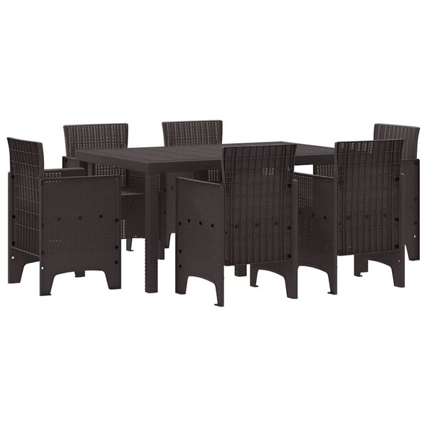vidaXL Ensemble de salle à manger pour jardin 7 Pièces Marron Rattan Polt