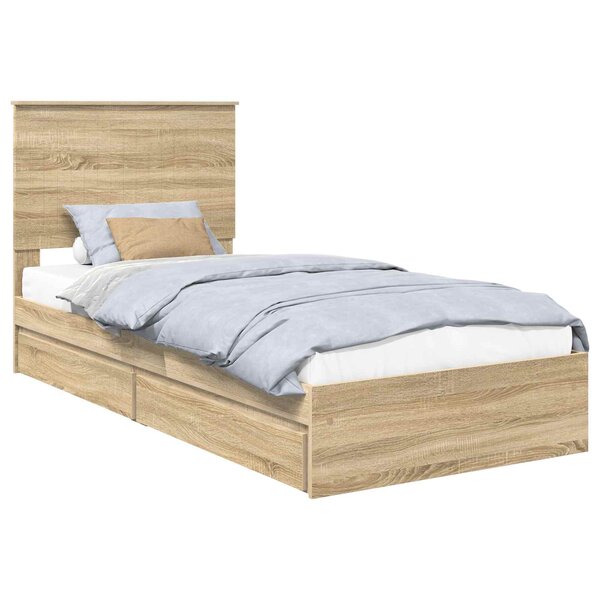 vidaXL Lit de Rangement Chêne Sonoma 90 x 190 cm Bois d'ingénierie