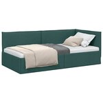 vidaXL Cadre de lit d'angle Vert foncé 90 x 190 cm Velours