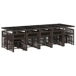 vidaXL Ensemble à manger de jardin avec coussins 15 Pièces marron rotin