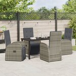 vidaXL Ensemble de jardin 5 pièces avec coussins Gris Rattan Poly