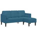 Canapé de jardin vidaXL avec banc et coussins en velours bleu en L
