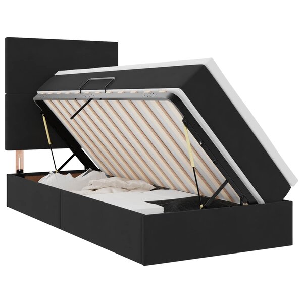 vidaXL Lit de rangement LED avec matelas Noir 90 x 190 cm Velours