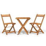 vidaXL Ensemble de bistro pliable 3 Pièces bois d'acacia solide