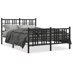 vidaXL Cadre de lit métal sans matelas avec pied de lit noir 137x190cm