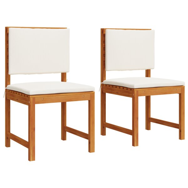 Chaises de jardin sans accoudoirs avec coussins – 2 pièces en bois d'acacia