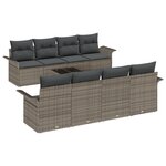 vidaXL Ensemble de canapé de jardin 9 pièces avec coussins gris en poly rattan