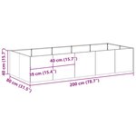 vidaXL Jardinière rouillé 200x80x40 cm acier inoxydable