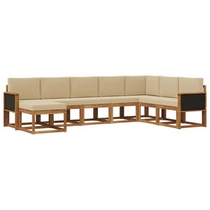 vidaXL Ensemble de canapés d'extérieur 8 pc Naturel et Beige