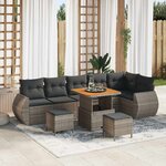 vidaXL Ensemble de canapé de jardin 9 Pièces Gris polyrotin