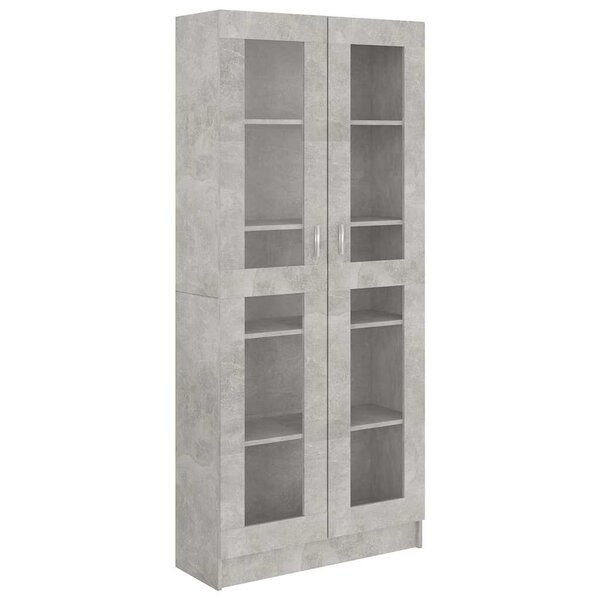 vidaXL Armoire à vitrine Gris béton 82 5x30 5x185 cm Bois ingénierie