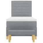 vidaXL Lit à ressorts avec coussin Gris clair 200 x 90 cm tissu