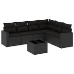 vidaXL Salon de jardin 7 Pièces avec coussins noir résine tressée