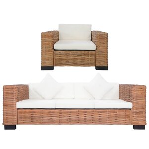 vidaXL Ensemble de canapés 2 Pièces avec coussins Rotin naturel