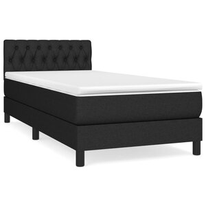 vidaXL Sommier à lattes de lit avec matelas Noir 90x190 cm Tissu