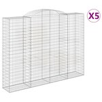 vidaXL Paniers à gabions arqués 5 Pièces 300x50x220/240 cm fer galvanisé