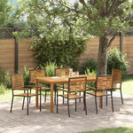 vidaXL Ensemble de salle à manger pour jardin 7 Pièces Noir Poly rotin
