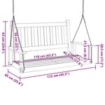 vidaXL Banc de balançoire de jardin chaînes en métal bois massif sapin