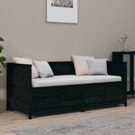 vidaXL Lit de jour Noir 100x200 cm Bois de pin massif