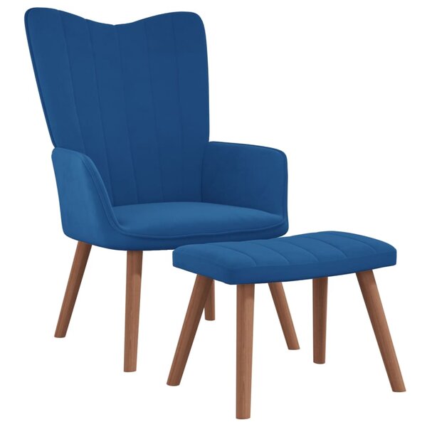 vidaXL Chaise de relaxation avec repose-pied Bleu Velours
