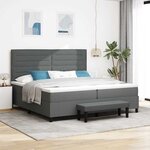 vidaXL Lit à ressorts avec matelas Gris foncé 200 x 200 cm tissu