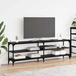 vidaXL Meuble TV Chêne noir 160 x 30 x 50 cm Bois d'ingénierie et fer