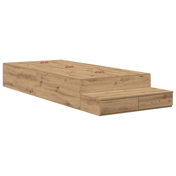 vidaXL Cadre de lit avec rangement avec tiroir Chêne artisanal 100 cm