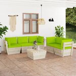 vidaXL Salon de jardin palette 6 Pièces avec coussins bois d'épicéa