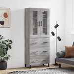 vidaXL Buffet haut Sonoma gris 69 5x34x180 cm Bois d'ingénierie