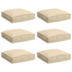 vidaXL Coussin 6 Pièces Beige 40 x 40 x 8 cm Tissu Oxford