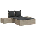 vidaXL Chaise longue double avec coussins gris clair résine tressée