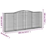 vidaXL Paniers à gabions arqués 4 Pièces 400x50x160/180 cm fer galvanisé