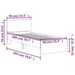 vidaXL Cadre de lit avec tête de lit sonoma gris 90x200 cm