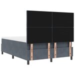 Lit à sommier tapissier avec matelas gris foncé 160x200 cm en velours